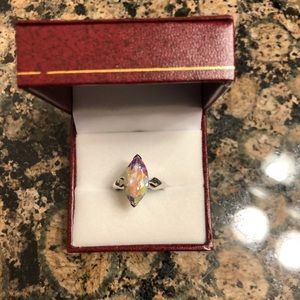 STERLING SILVER OPAL WHITE QUARTZ RING 5 3/4 NWT